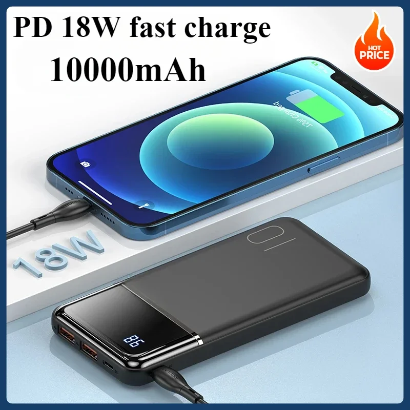 

Power Bank 10000mAh Portable Charging PowerBank 10000mAh USB PoverBank External Battery Charger For iPhone 15 14 Xaiomi