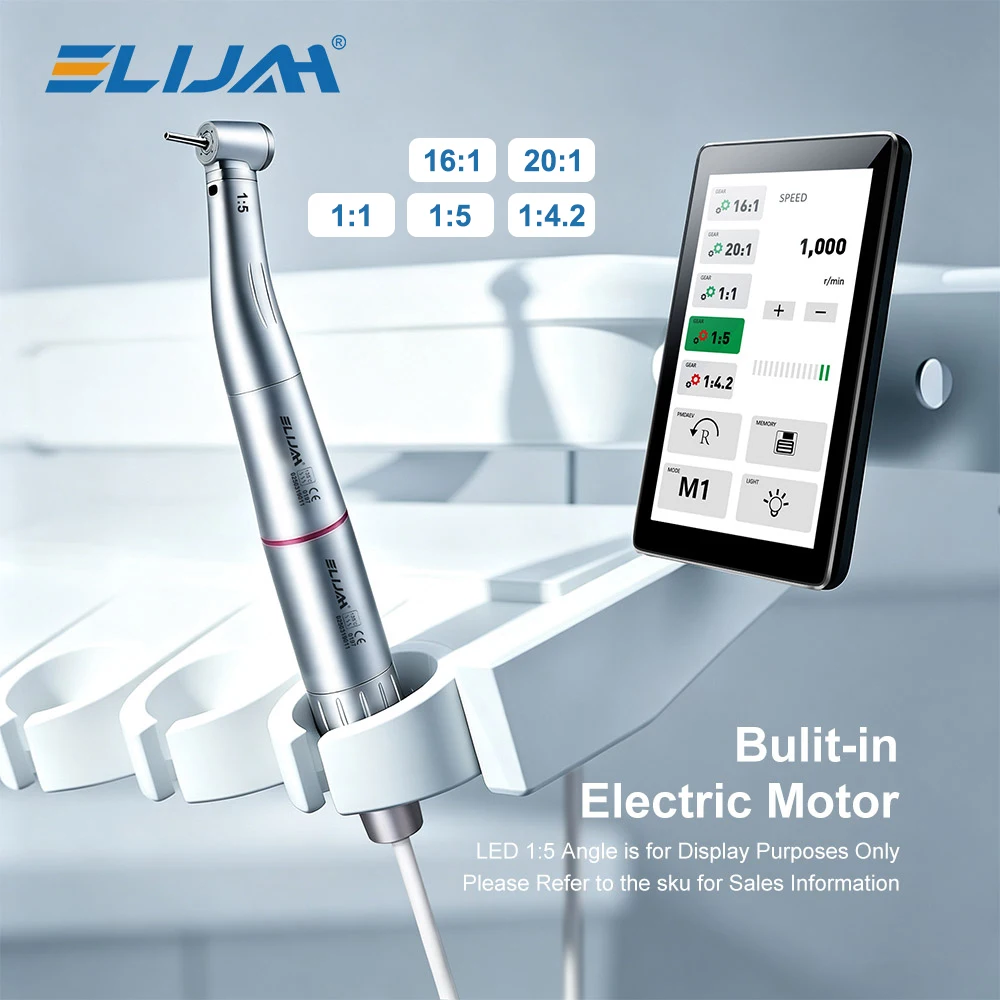 ELIJAH Brushless Dental Micromotor Built-in LED Fiber Optic Full Touch Color Screen Electric with E-type Dentistry Lab Equipment