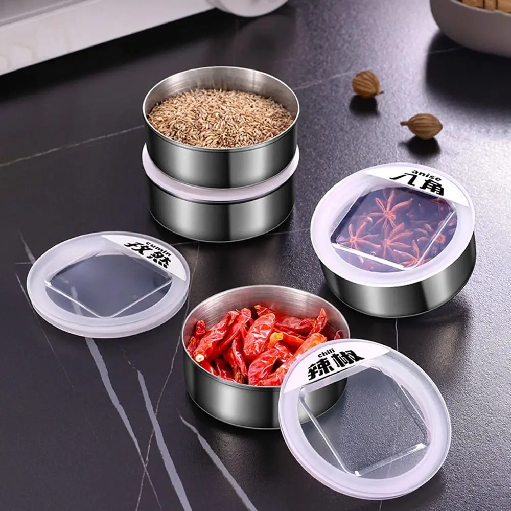 

3Pcs Stainless Steel Magnetic Seasoning Containers Silver Wall Mounted Seasoning Storage Box Sealed with Stickers