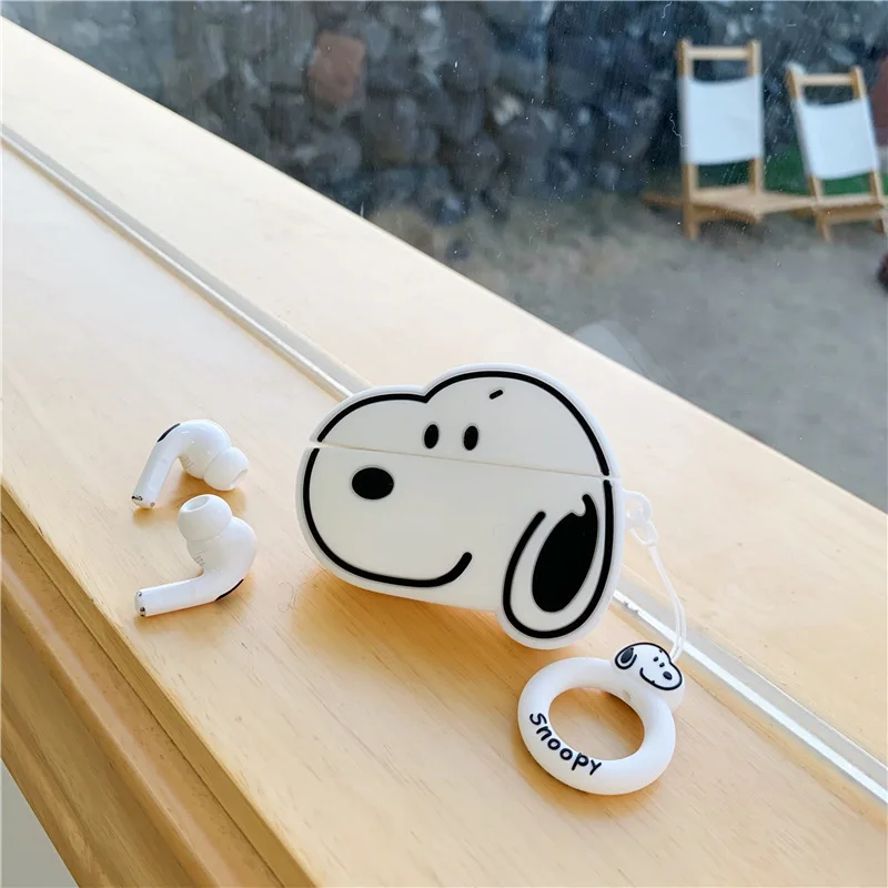 Snoopy-funda con forma de dibujos animados para auriculares inalámbricos, funda protectora de silicona, tendencia creativa, adecuada para Airpods