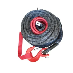 23m*13mm Synthetic Winch Rope w/Protective Sleeve +16T 3/8 Hoook Pull Rope For Winch Compatible for Jeep Accessories ATV UTV KF