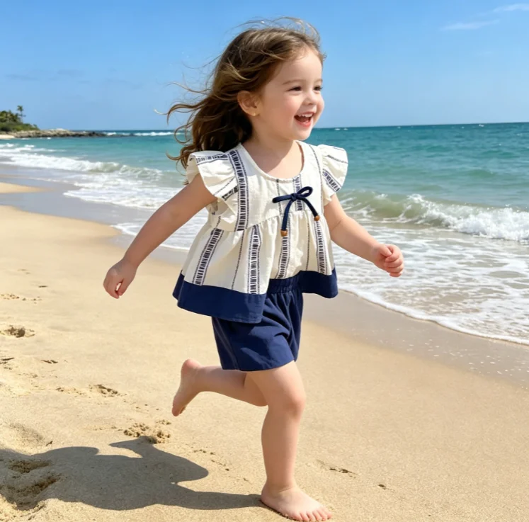 Girls Suit 2026 Spring and Summer New Children's Clothing Korean Style Girl Baby Foreign Style Bow Doll Shirt Shorts Two Sets