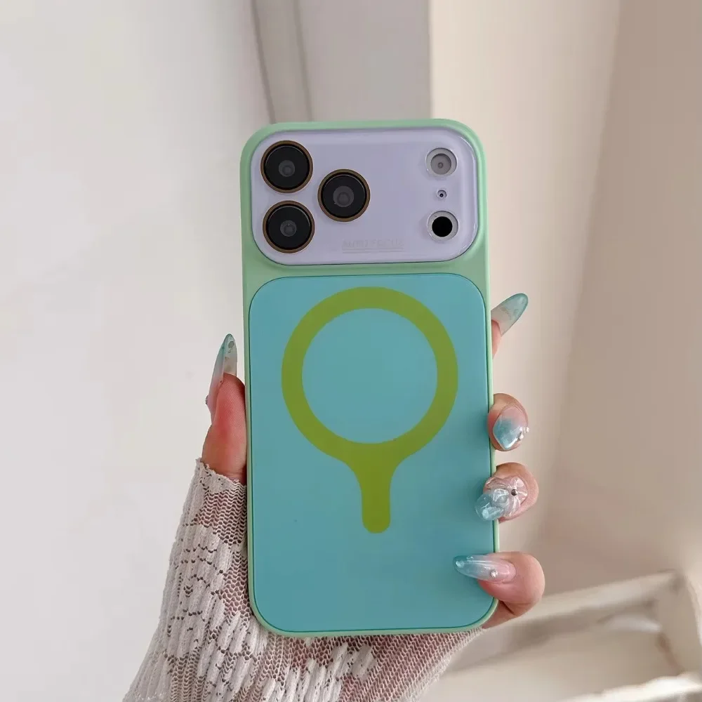 Candy Color Contrast for Magsafe Case for iPhone 18 17 Pro Max 16 15 14 Magnetic Camera Film Protector Large Window Cover