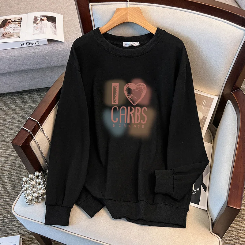 Picture 4: 175Kg Plus Size Women's Bust 170 Autumn Loose Round Neck Long Sleeved Printed Sweatshirt Black Gray 4XL 5XL 6XL 7XL 8XL 9XL