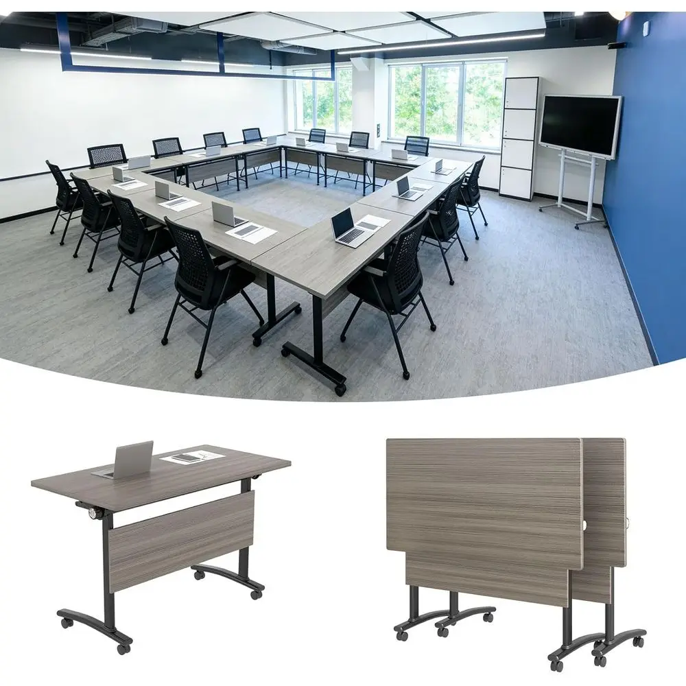 

Adjustable Height Mobile Conference Table for 2-16 People, Grey, 70.8 Length