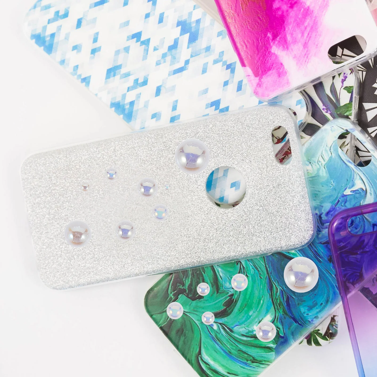 

Flatback Pearls Crafts DIY Manicures Accessories 12mm Shiny Colors Lightweight Storage Easy Use At Home Or Salon