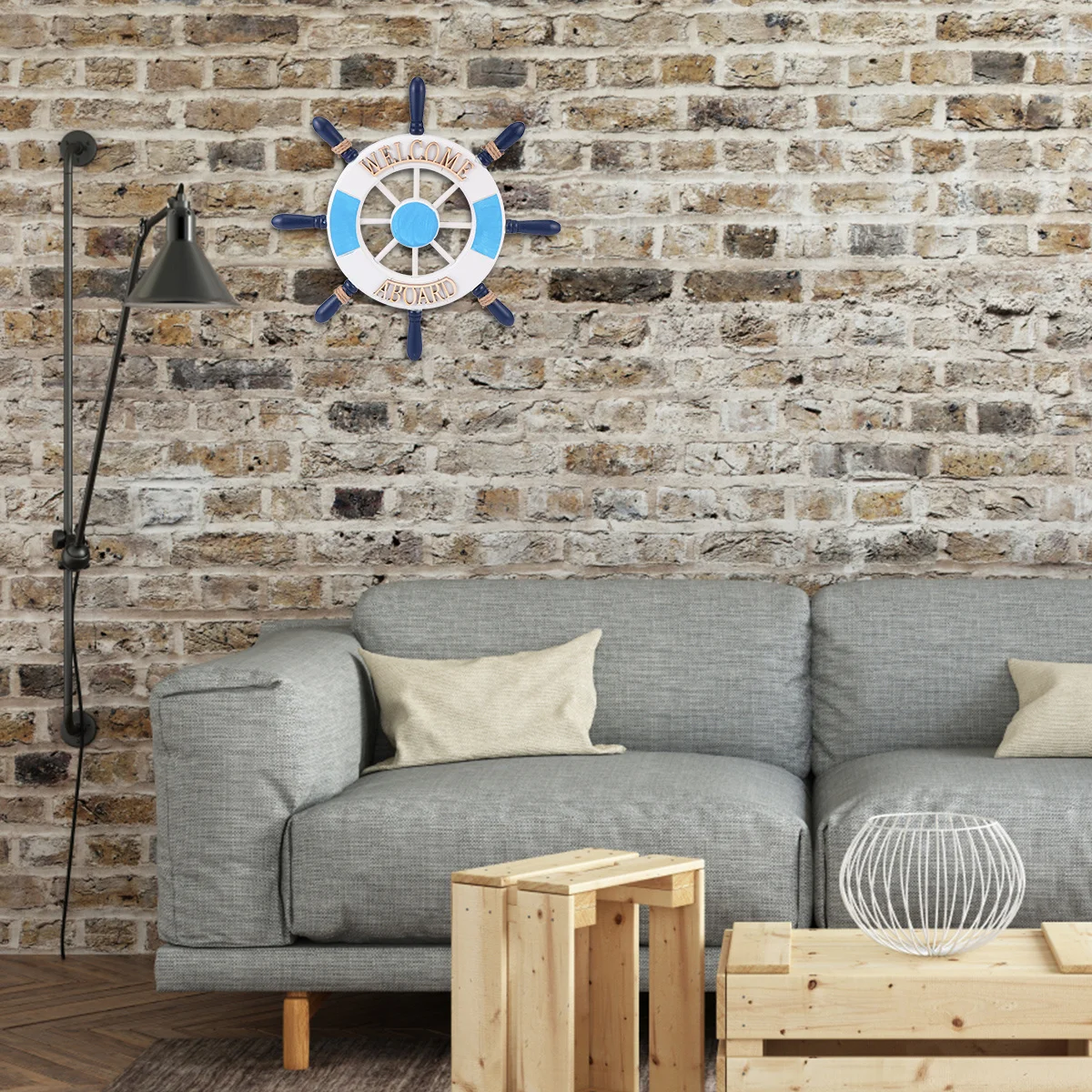 

1pc Ship Wheel Wall Decor Mediterranean Style Bar Decoration Creative Doorplate Steering Wheel For Home Store Shop Interior