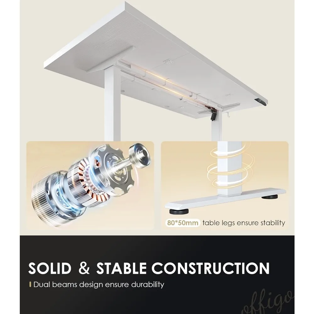 Electric Height Adjustable Standing Desk 71 Inch, Large Sit-Stand Table with Power Outlets, Writing Desk for Office Use