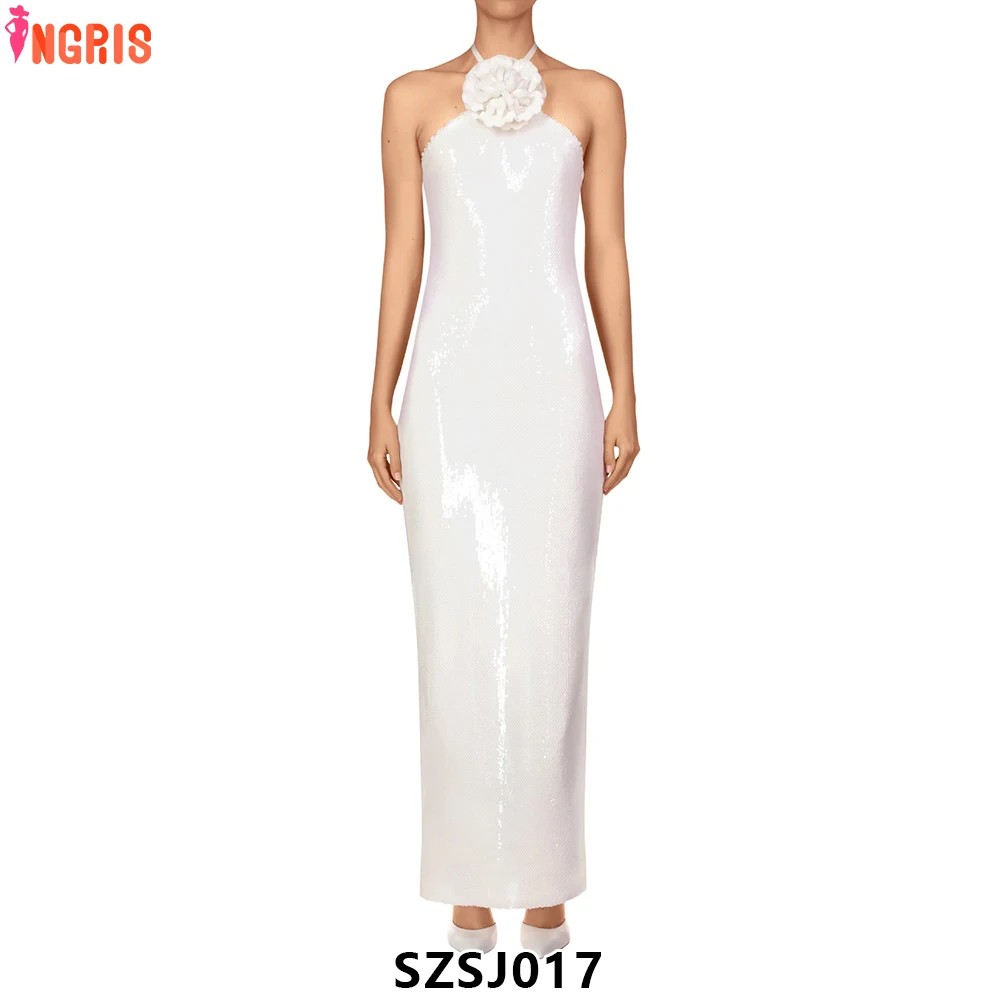 

Summer Evening Dress Niche European and American Fashion Solid Color Dress Elegant Slim Sexy Women Clothes-SZSJ017