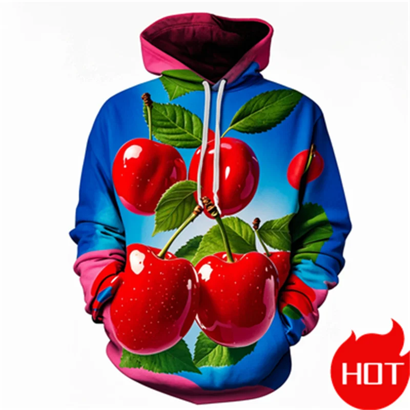 Winter New 3D Fruit Cherry Printing Hoodies For Men Women Funny Streetwear New In Hoodies & Sweatshirts Unisex Fashion Pullovers