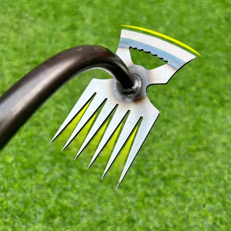 Manual Weed Remover Tool Dual Purpose Steel Hollow Hoe Rake Uprooting Weeder for Lawn Garden Rooting Loose Soil Weeding Puller