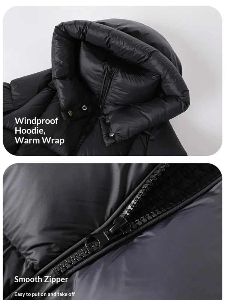 Wintermantel für Mädchen, lang, mit Kapuze, aus 90 % weißen Entendaunen, wasserdichtes, winddichtes und schmutzabweisendes Material, warme Daunenjacke für kaltes Wetter, für Kinder von 4 bis 14 Jahren. – Detail 12