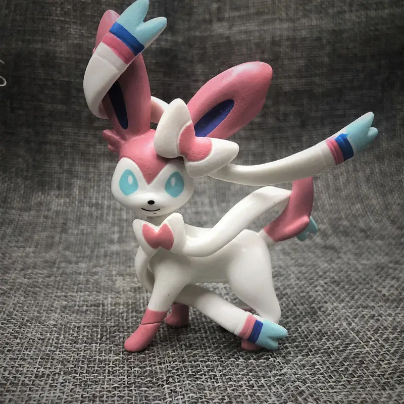 In Stock 9cm Pokemon Anime Sylveon Eevee Action Figure Toy Cute Cartoon Fashion Mini GK Model Decor Kids Birthday Christmas Gift