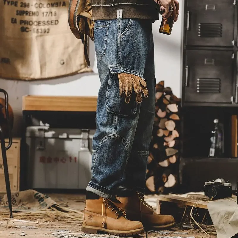 

Джинсы-карго для мужчин, широкие брюки Y 2k, винтажная роскошная одежда, брюки Y2k, 2000-е, 2025 год, модные мужские ковбойские брюки в японском уличном стиле