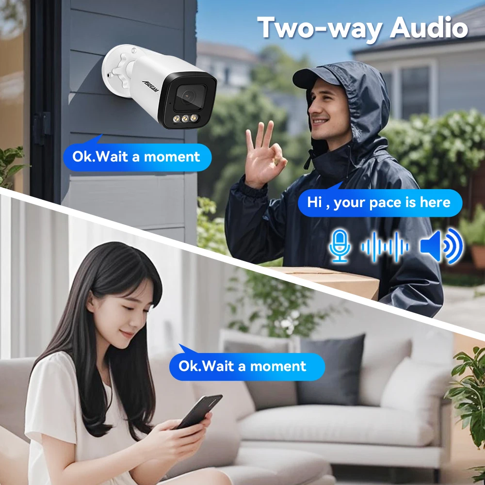 ASECAM 4K Super Starlight IP Camera Aurora Lux True Full Color Night Vision F1.0 Lens POE Onvif 8MP Security CCTV Surveillance