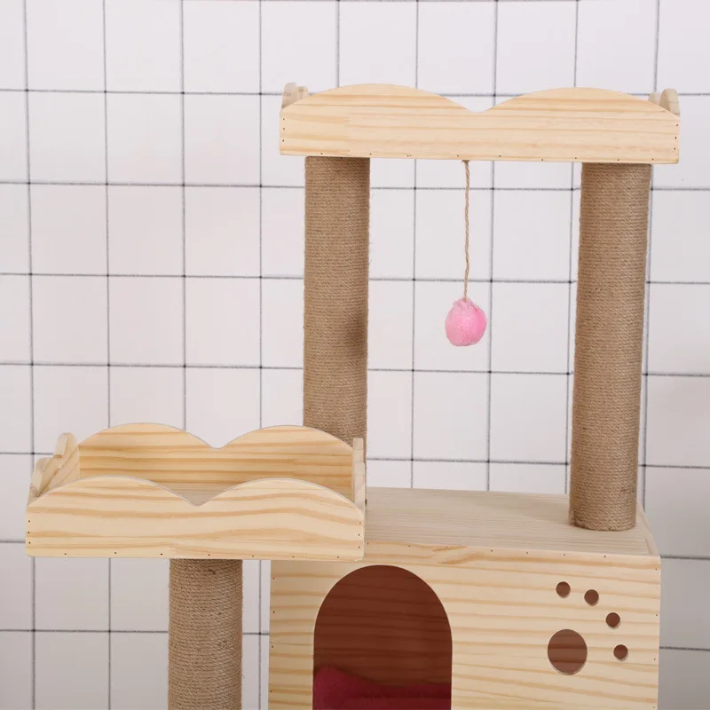 

Cat litter climbing frame, solid wood climbing frame supplies claw board tree litter Solid wood