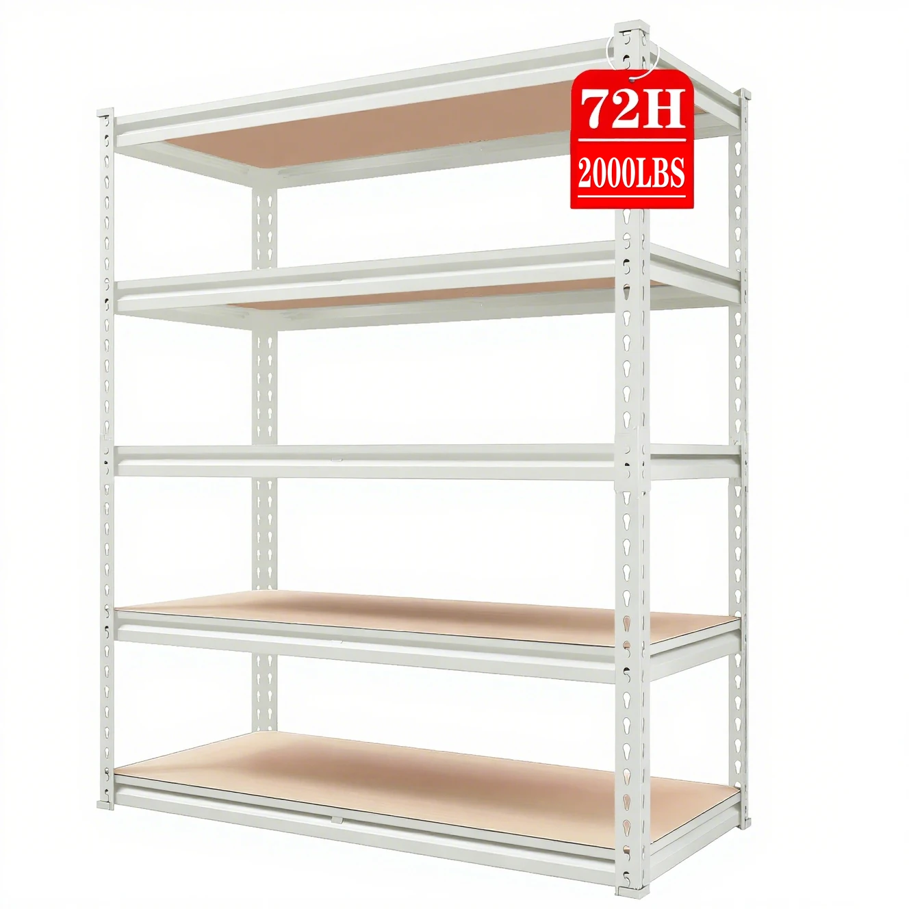 

72H x 36W x 16D-inch storage rack, five-tier metal display shelf, for interior decoration, home and office organization, white