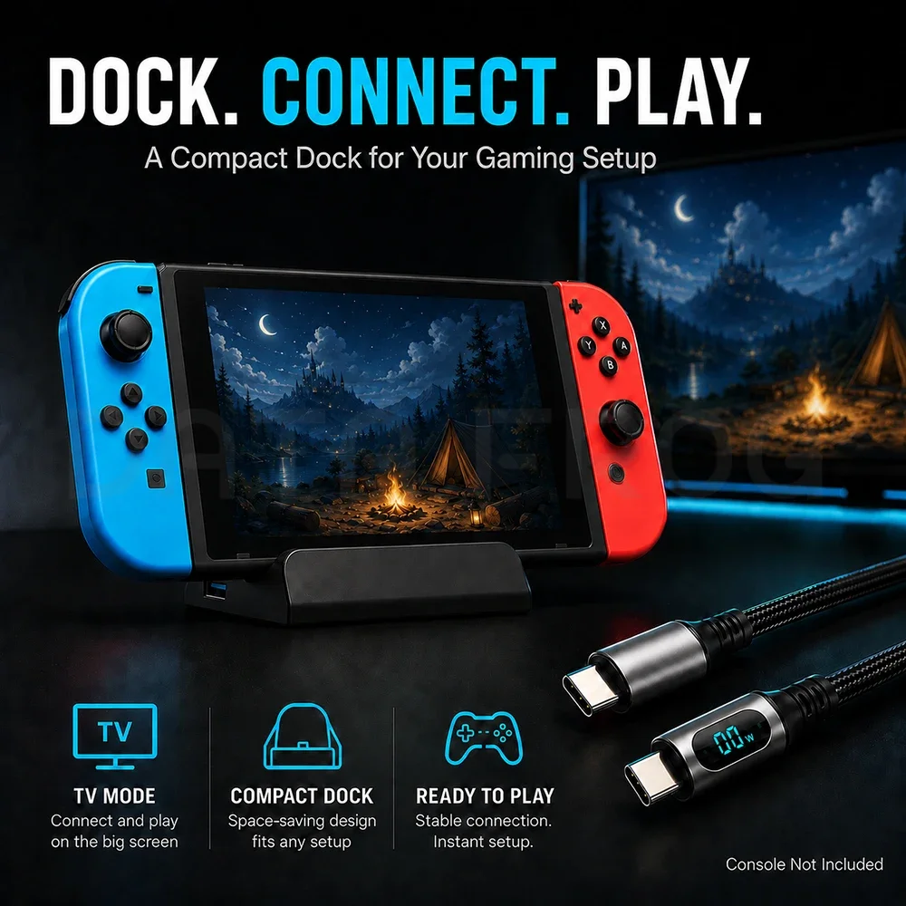 DATA FROG Mini TV Dock Adapter for Switch & for Switch Oled, Stand Accessories with Power Display Charging Option