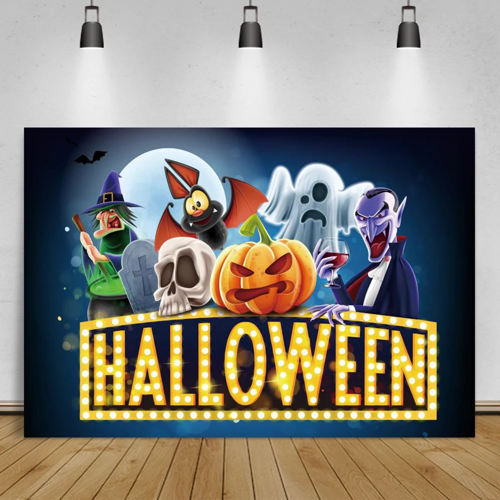 

Halloween Backdrops Photography Spirit Pumpkin Wizard Bat Skull Moon Child Portrait Backgrounds Photocall Photo Studio