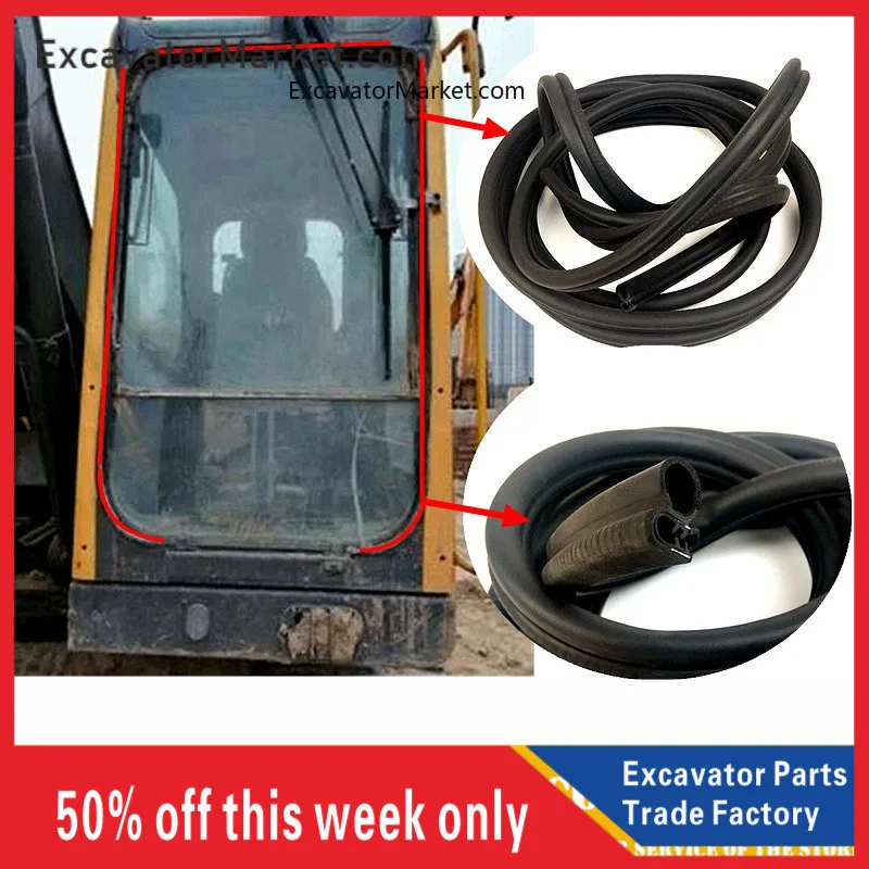 

For Volvo 140 210B 240 290 360B 480D Excavator Front Windshield Sealing Strips Rubber Sealing Soundproof Strips
