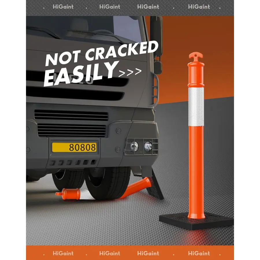 반사 스트립이 있는 하이자이언트 45 교통 표지판 포스트, 주차장 및 공사 구역용 주황색 표지판 포스트 콘