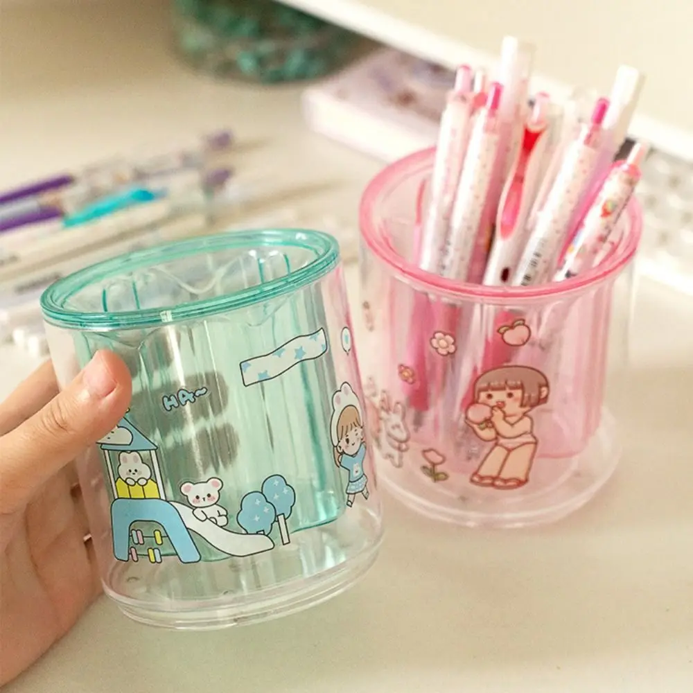 

Вращающийся на 360 градусов настольный держатель для карандашей, многофункциональный компактный органайзер для кистей для макияжа, видимый большой вместительности