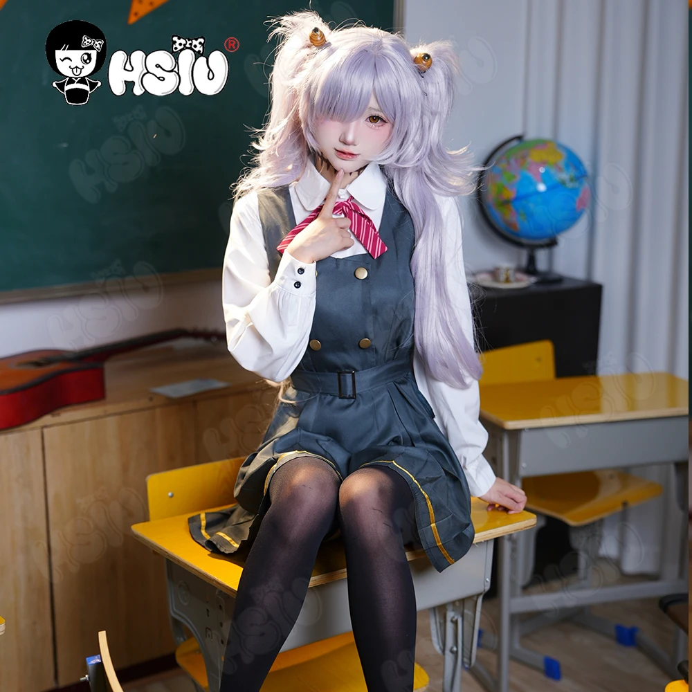 Itagaki Kanoe تأثيري الملابس شعر مستعار الألياف شعر مستعار اصطناعي 「HSIU 」 طالب موحدة تنورة مجموعة رمادي أرجواني شعر طويل الأزرق الأرشيف شعر مستعار #2