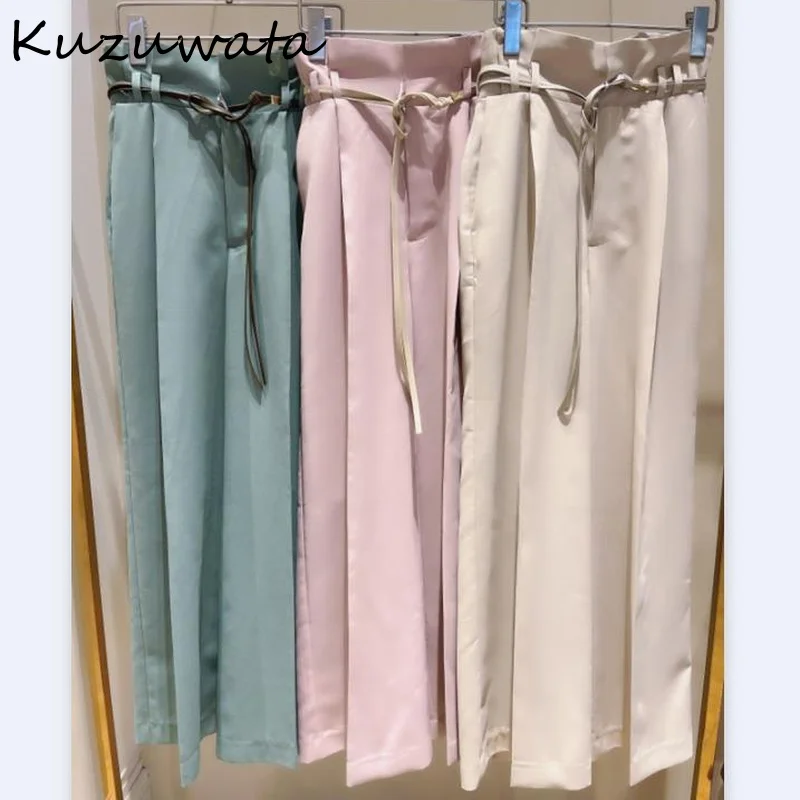 2022 Summer New Loose Wide Leg Pants Temperament Casual Women Pantalones Solid High Waist Sashes Full Length Trousers