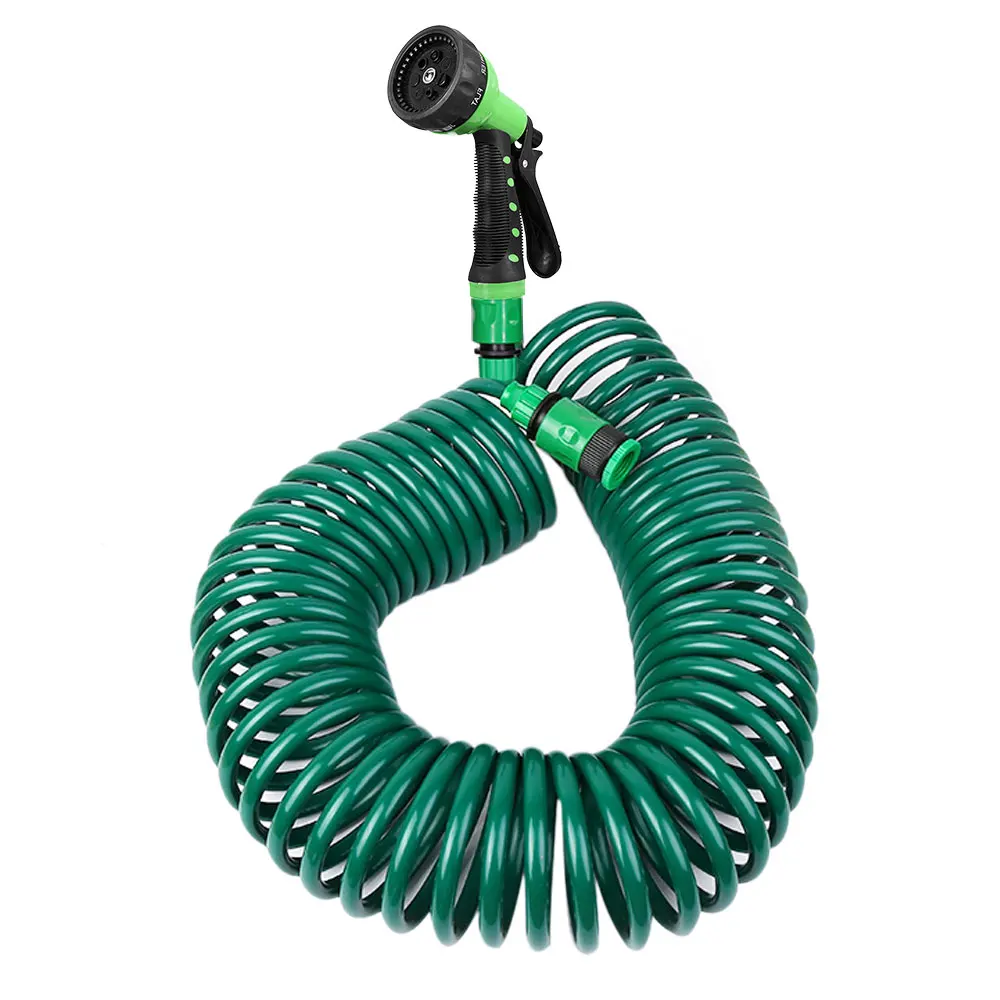 7.5M/15M/30M Retractable Coil Magic Flexible Garden Water Hose Car Cleaning Spring Pipe Plastic Hose Plant Watering W/ Spray Gun