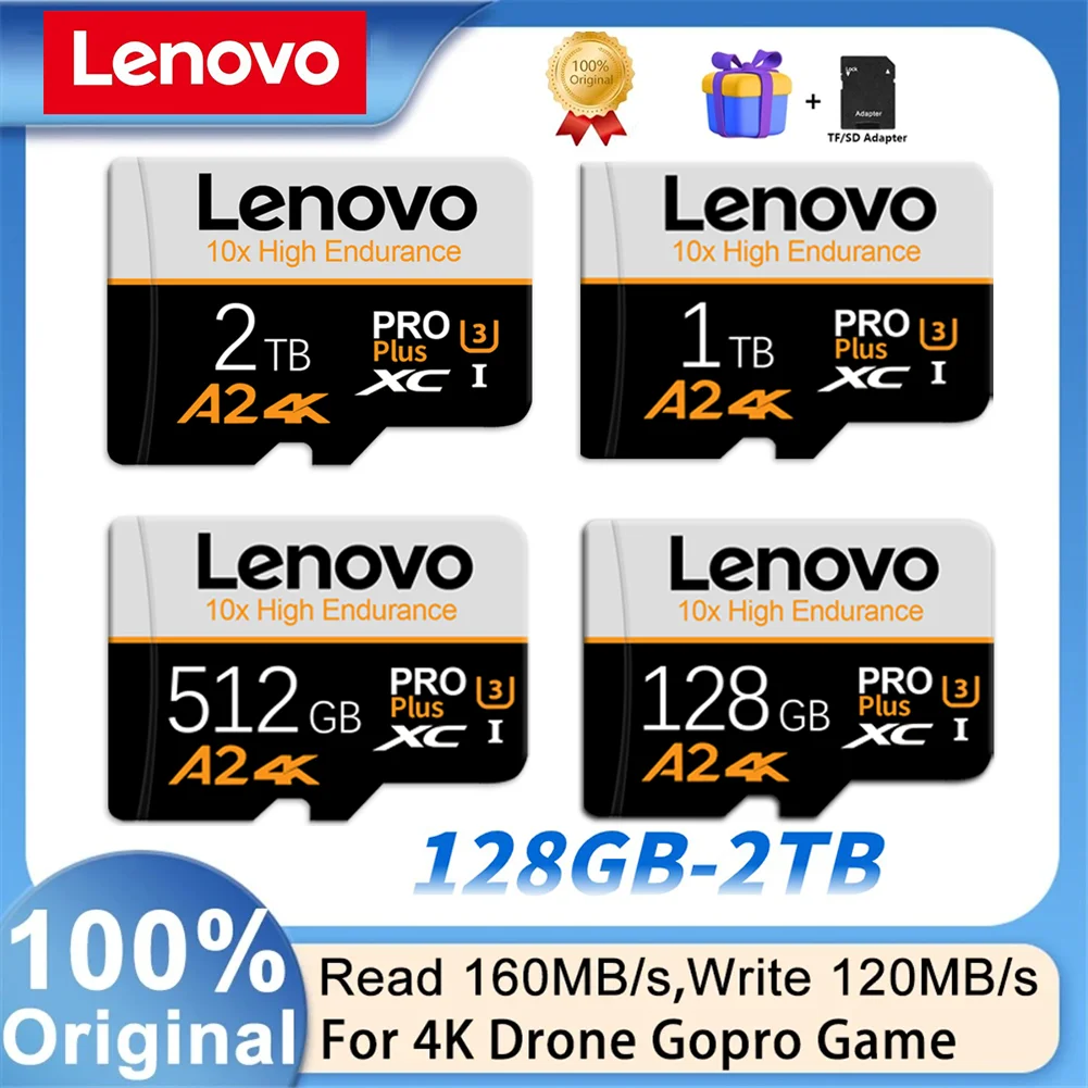 Карта памяти Lenovo 2 ТБ 128 ГБ Class 10 V30 TF-карта 1 ТБ Mini SD-карта 512 ГБ Высокоскоростная Micro TF SD-карта 256 ГБ для коммутатора Nintendo