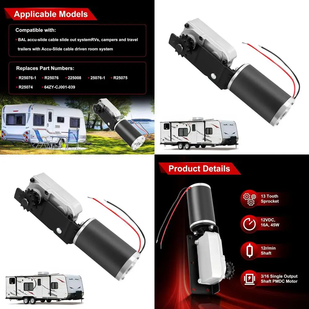 225008 RV انزلاق خارج المحرك والعتاد الإسكان متوافق مع BAL Accu-Slide كابل الشريحة خارج نظام 13 ضرس الأسنان لمقطورة RV #1