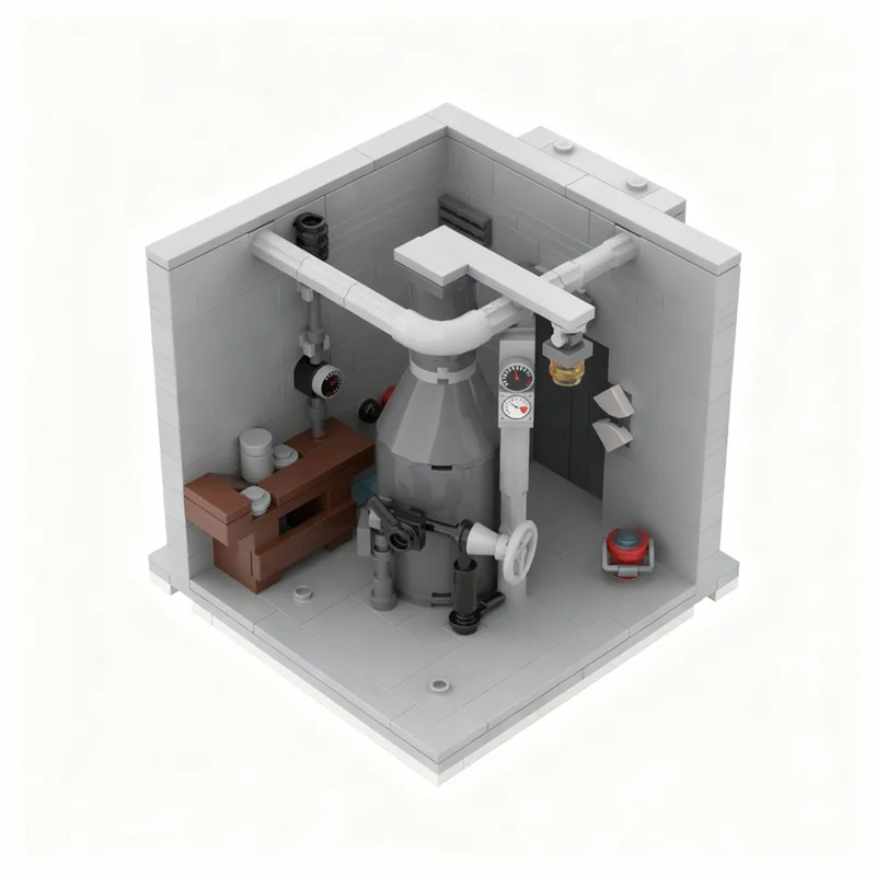 235pcs MOC Cutaway Tower B2 Boiler Room City Model Building Blocks Christmas Gifts Construction Toys Birthday Craft Display