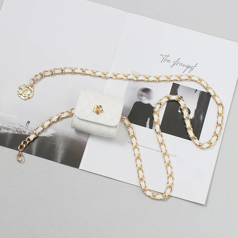 Women's Fashion PU Leather Chain Waist Bag Versatile Decorative Jacket Pants Belt Skirt Belt