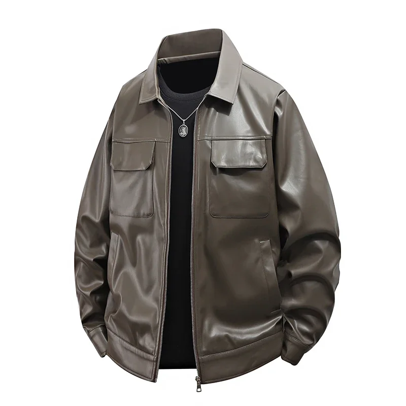 

Youthful Fashion Trendy Handsome Outdoor Sports Leisure Imitation Leather Jacket Comfortable Warm Jacket for Autumn Winter