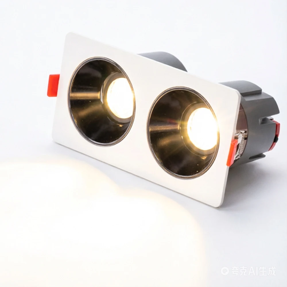 Single Head, Double Head Square Embedded Dimmable Anti Glare LED Downlight 8W 12W 15W Ceiling Light Indoor Lighting