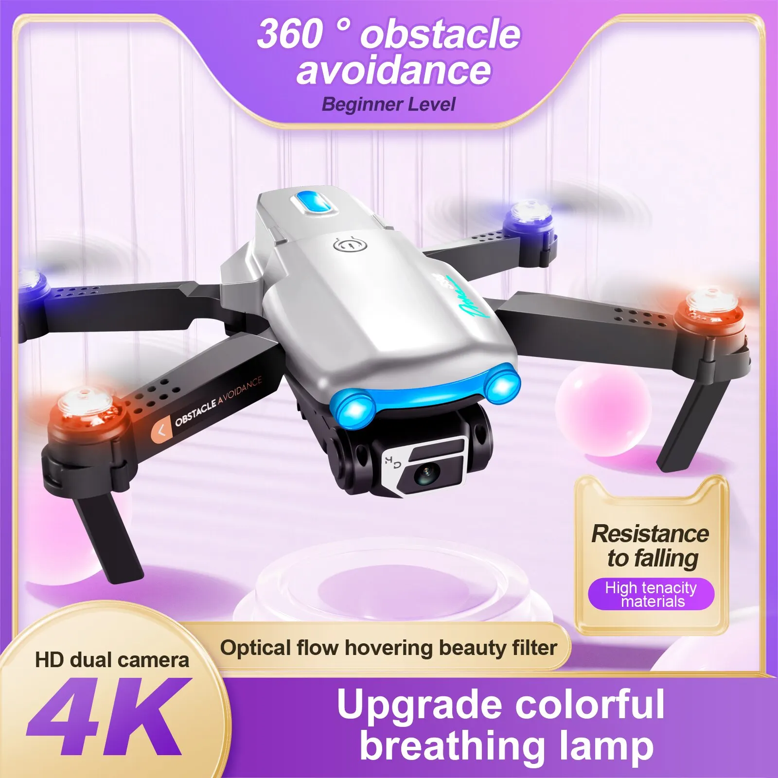 Drone S98 avec éclairage haute définition pour enfants, caméra pour touristes, mode sauna, résistant à 360, effets spéciaux, roulant, pliable