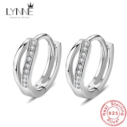 New Punk Rock Girl&Men Round Rhinestone Double Layer Hoop Earrings Women Jewelry 925 Sterling Silver Zircon Unisexual Ear Circle