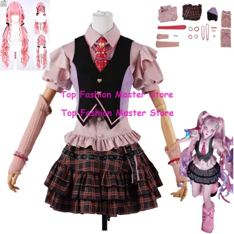 

Infinity Nikki X Open World Cosplay Costume Punk Harajuku Cute Plaid Skirt for Women Halloween Carnival Party Outfit