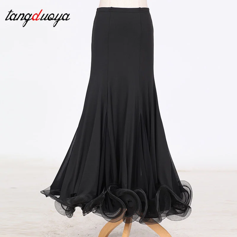 Lady Ballroom Dance Half-length Skirt Female Modern Dancing Practice National Standard Dance Skirt Large Swing Fish Bone curls