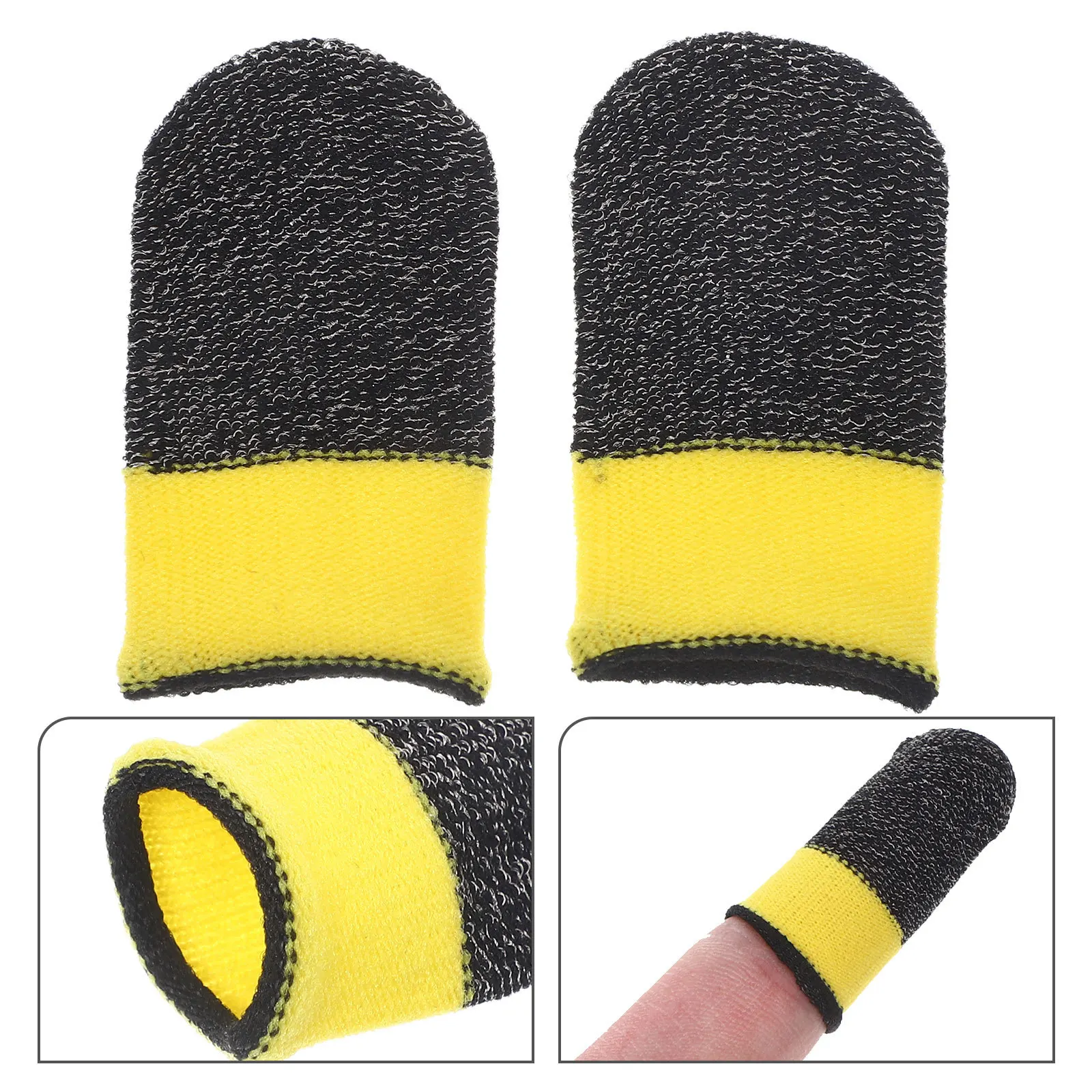 2pcs Gaming Finger Sleeves Nylon Silver Carbon Fiber Smooth Touchscreen Response Anti-Slip Sweat Isolation Lightweight Portable