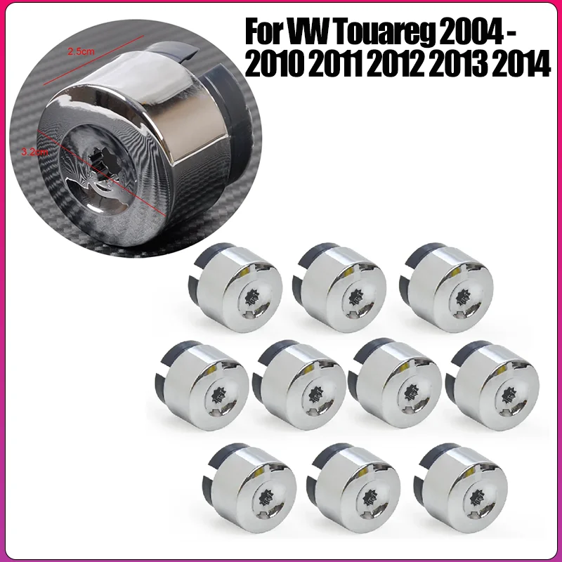 10Pcs Chrome Car Wheel Lug Bolt Nut Cap Cover 7l6 601 173a 2zz For Vw Touareg 2004 - 2010 2011 2012 2013 2014 Auto Accessories
