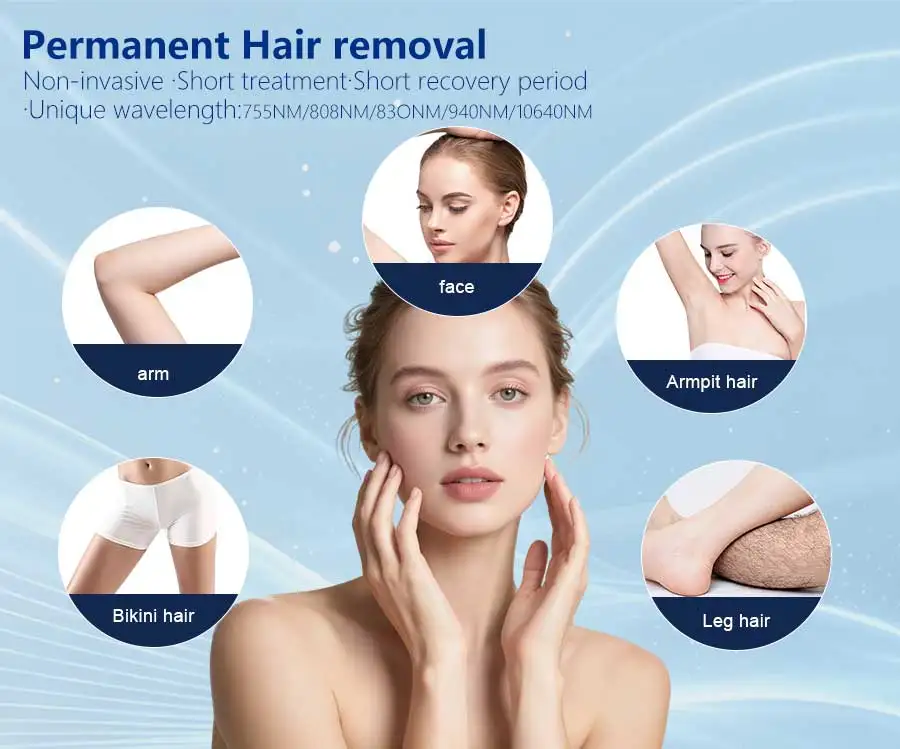 5 Wavelength Diode Laser Hair Removal Machine FAC Technology Genuine Sapphire Ice Cooling Painless Permanent Hair Remover Salon