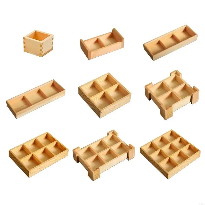Caja bocadillos cuadrícula múltiple x6HC Servicio bandeja estilo japonés Plaz sushi Candy Dessert Cocina