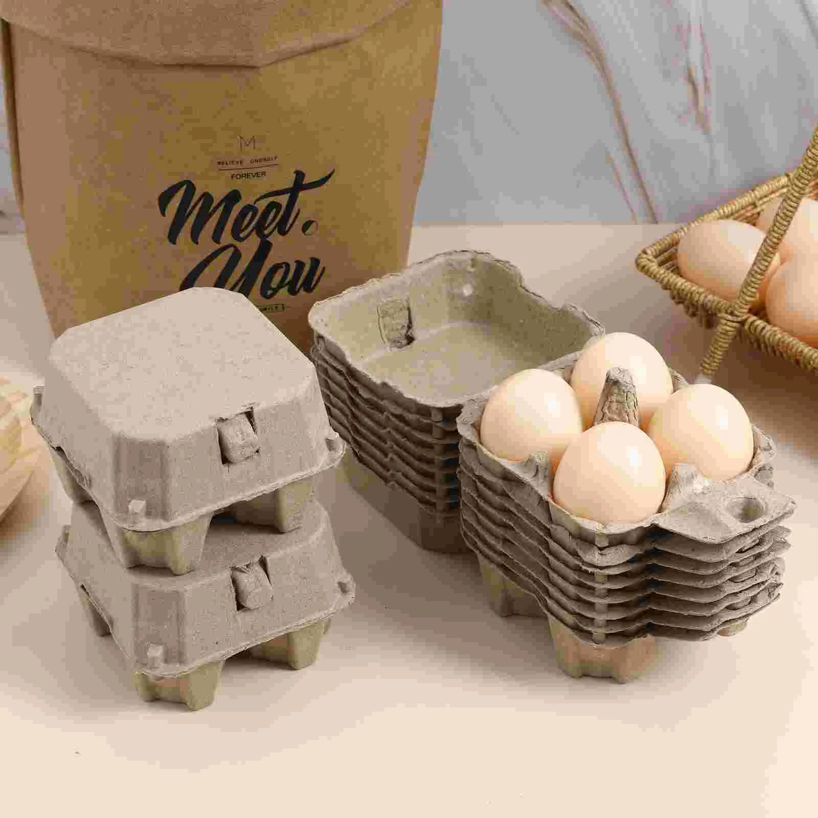 10 Pcs Kraft Paper Pulp Egg Tray Carton Bulk Holder Eggs Cardboard Cartons Chicken Storage Fridge