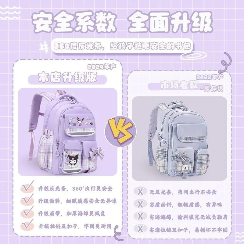 Cinnamoroll Kulomi Backpack Female Elementary School Students In Grades One Two Three Six Large Capacity Spine Protection Backpa