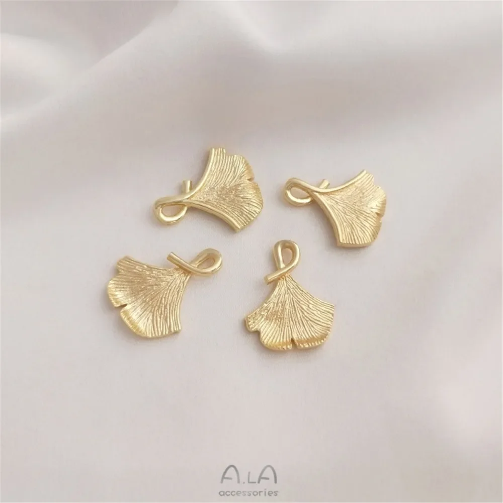 

14K gold ginkgo pendant, leaf pendant, diy bracelet, necklace, earring pendant