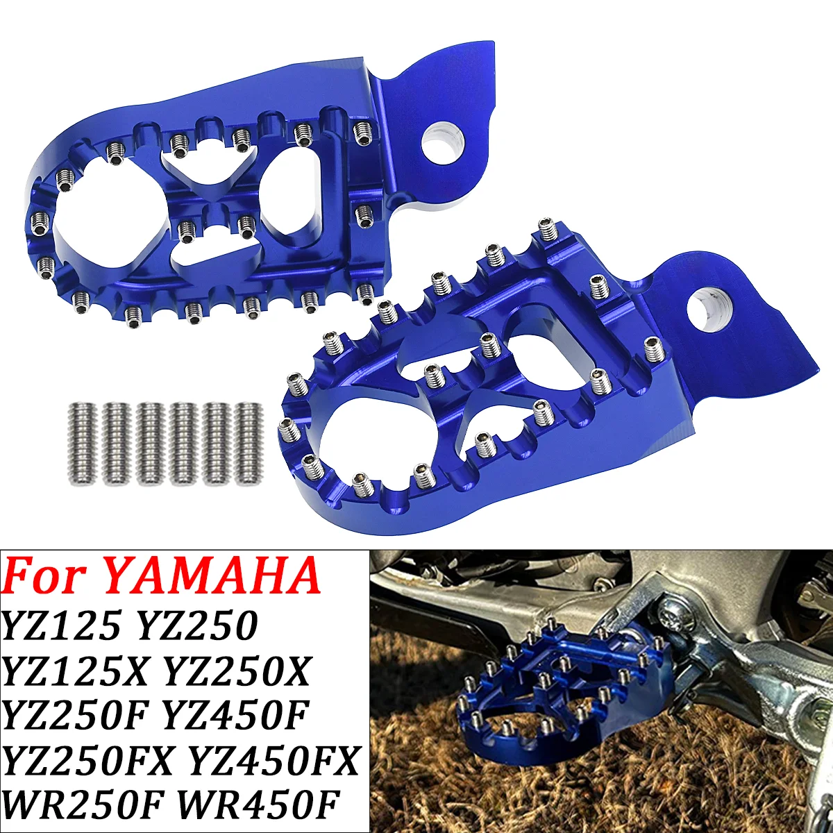 

Motorcycle CNC Foot pegs Foot Rests Pedals For Yamaha YZ65 YZ85 YZ125 YZ250 YZ250F YZ450F YZ125X 250X YZ250FX 450FX WR250F 450F