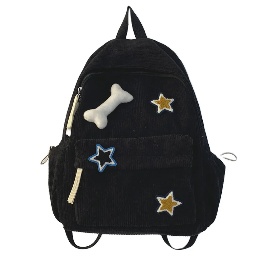 Fashion Large Capacity Girls Backpacks Star Decoration Corduroy Women Schoolbags Y2k School Bags Students