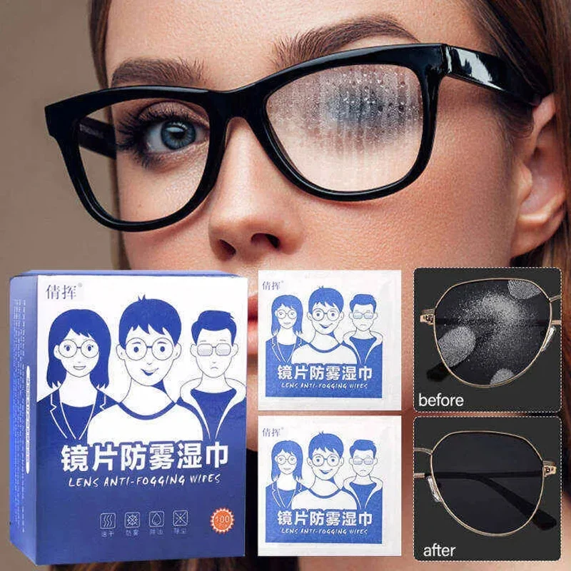 100Pcs Disposable Eyeglass Cleaning Pads Traceless Quick Drying Mobile Phone Screen Wipes Remove Oil Dust Removal