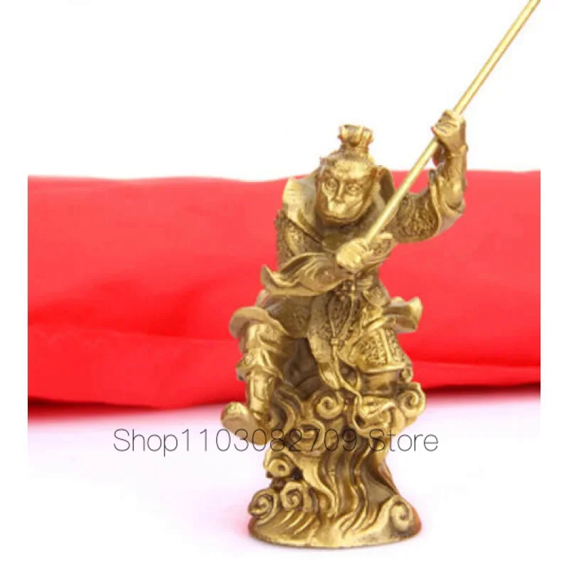 Ancient mythology Divinity Bronze Sun Wukong Monkey King Hold Stick Fight Statue